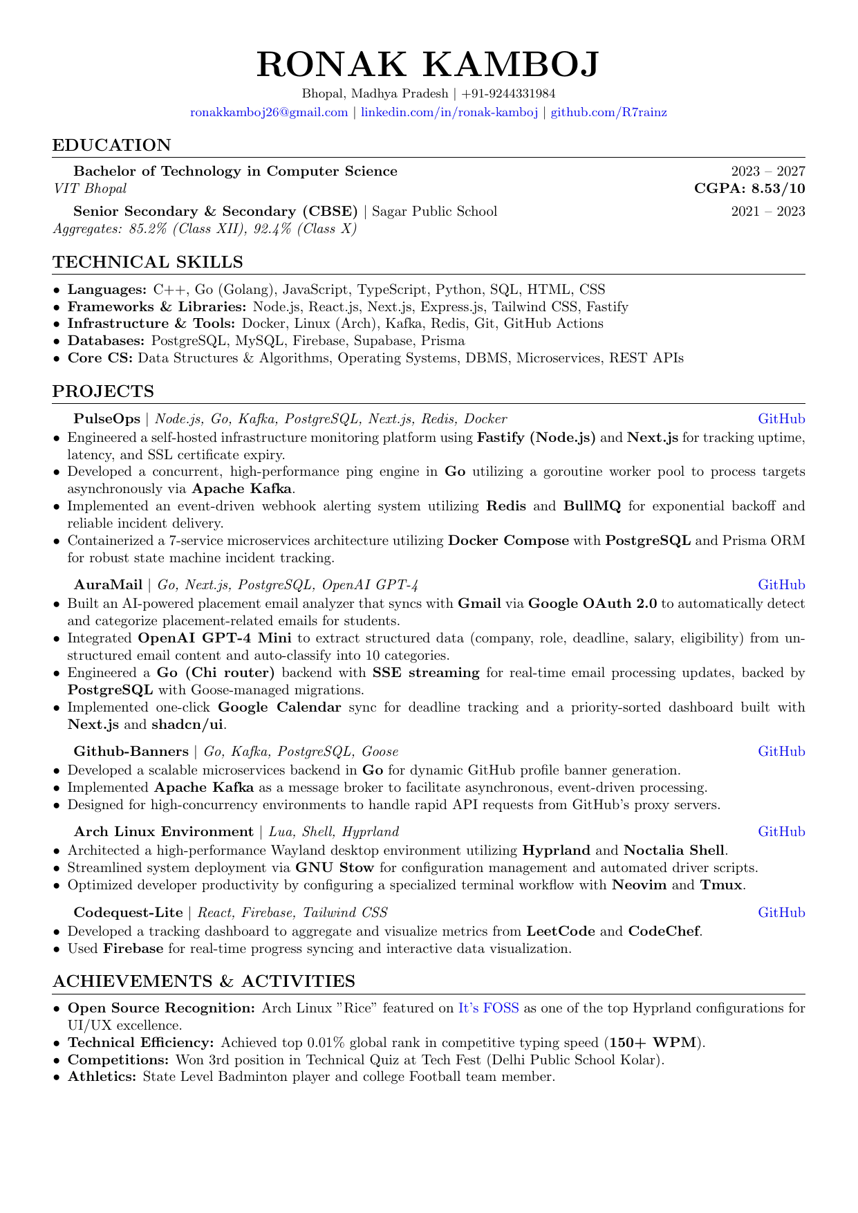 Résumé, page 1